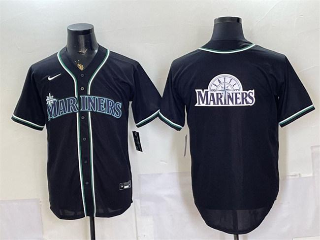 Men's Seattle Mariners Team Big Logo 2026 Fashion Replica Black Out Stitched Baseball Jersey