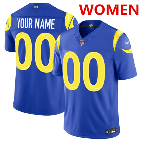 Women's Los Angeles Rams Active Player Custom Royal 2026 F.U.S.E. Vapor Limited Football Stitched Jersey(Run Small)