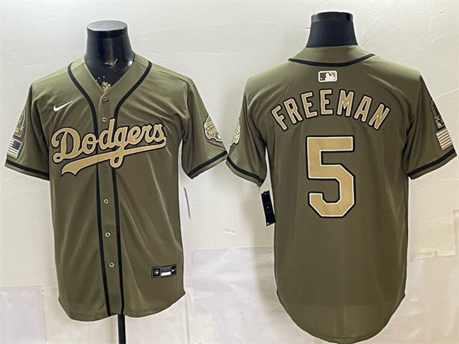 Mens Los Angeles Dodgers #5 Freddie Freeman Olive 2026 Armed Forces Day Stitched Baseball Jersey