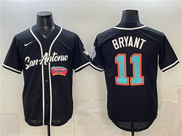 Men's San Antonio Spurs #11 Carter Bryant Black Stitched Baseball Jersey
