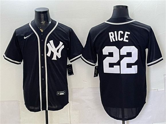 Men's New York Yankees #22 Ben Rice 2026 Fashion Replica Black Out Stitched Baseball Jersey