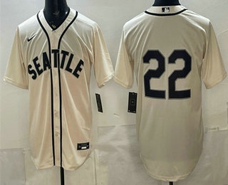 Men's Seattle Mariners #22 Bryan Woo Cream Alternate Stitched Jersey