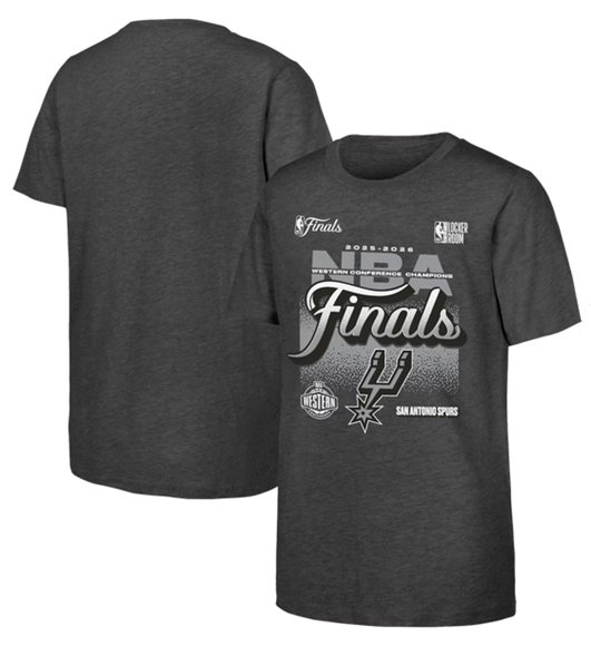 Men's San Antonio Spurs Charcoal 2026 NBA Western Conference Champions Authentic Locker Room T-Shirt
