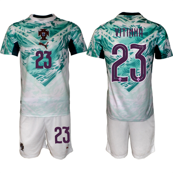 Men's Portugal Team #23 Vitinha Green 2026 World Cup Away Soccer Jersey Suit