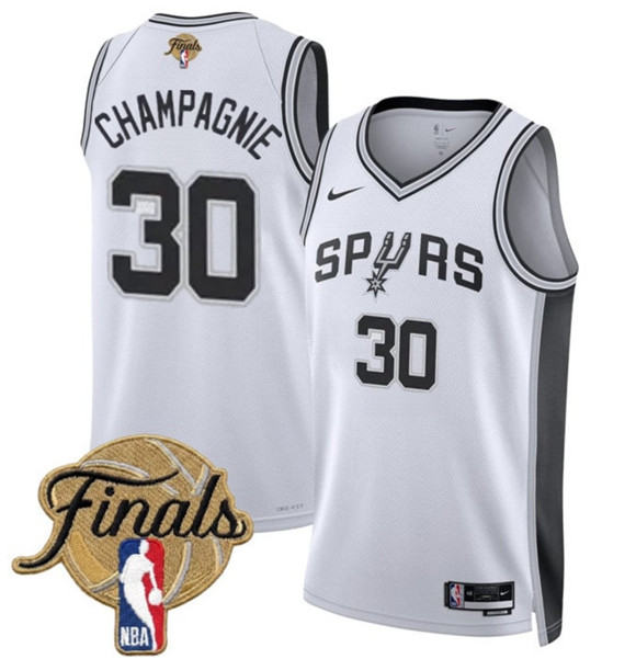 Men's San Antonio Spurs #30 Julian Champagnie White 2026 Finals Patch Association Edition Stitched Basketball Jersey