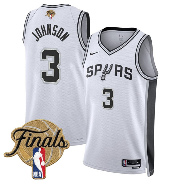 Men's San Antonio Spurs #3 Keldon Johnson White 2026 Finals Patch Association Edition Stitched Basketball Jersey