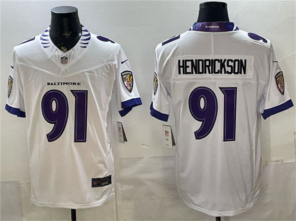 Men's Baltimore Ravens #91 Trey Hendrickson White 2026 F.U.S.E. Vapor Stitched Limited Football Stitched Jersey