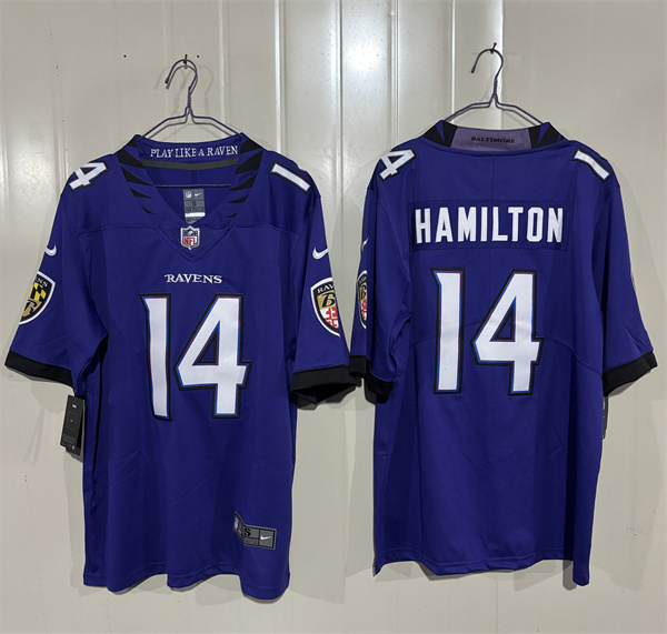 Men's Baltimore Ravens #14 Kyle Hamilton Purple 2026 Alternate Vapor Limited Football Stitched Jersey