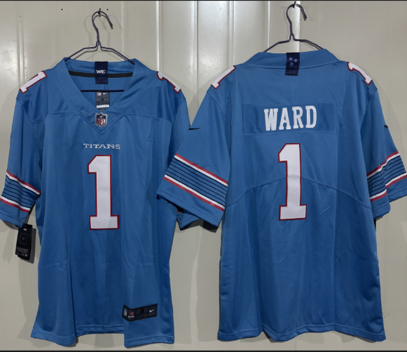 Men's Tennessee Titans #1 Cameron Ward Light Blue 2026 F.U.S.E. Vapor Limited Football Stitched Jersey