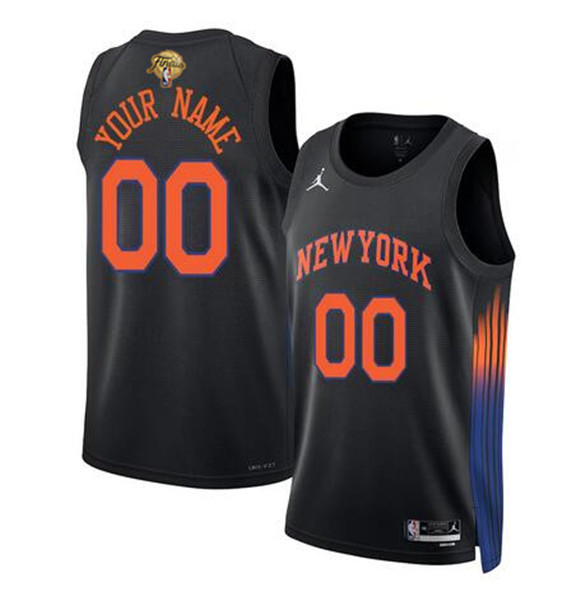 Men's New Yok Knicks Active Player Custom Black 2026 Finals Patch Statement Edition Stitched Basketball Jersey