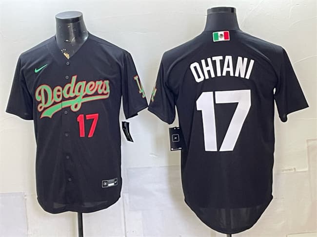 Men's Los Angeles Dodgers #17 Shohei Ohtani Black Mexico Limited Stitched Baseball Jersey