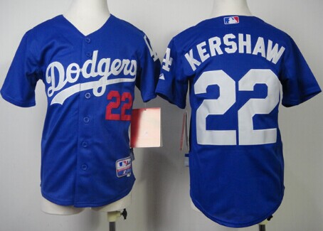 Los Angeles Dodgers #22 Clayton Kershaw Blue Kids Jersey
