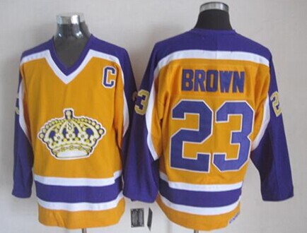 Los Angeles Kings #23 Dustin Brown Yellow Throwback CCM Jersey
