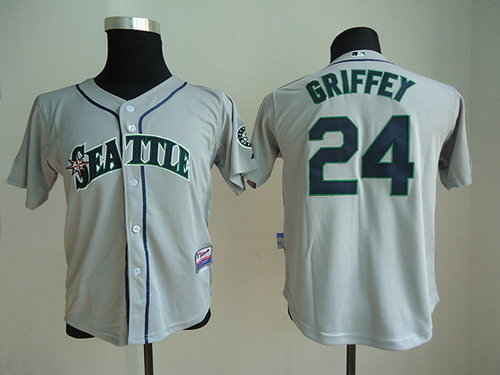 Seattle Mariners #24 Ken Griffey Gray Kids Jersey