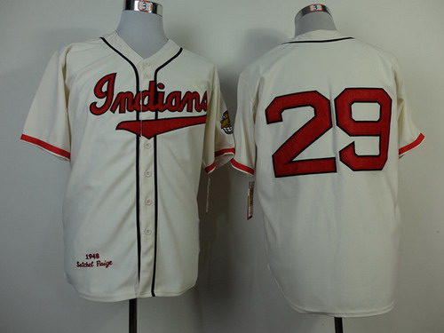 Cleveland Indians #29 Satchel Paige 1948 Cream Throwback Jersey on sale,for  Cheap,wholesale from China