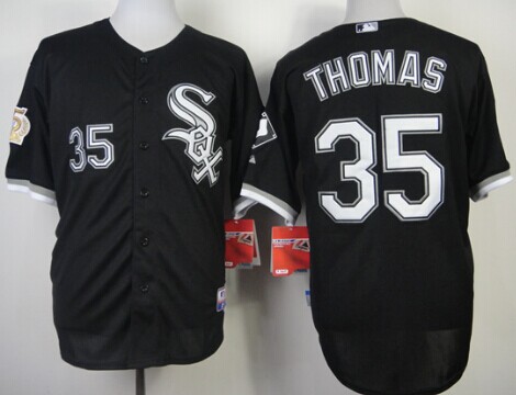 Chicago White Sox #35 Frank Thomas Black 75TH Patch Jersey on sale,for  Cheap,wholesale from China