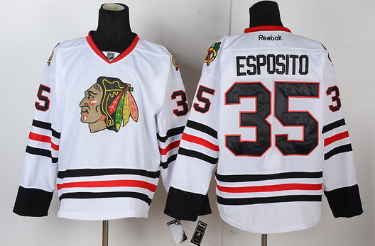 CUSTOM HYBRID ESPOSITO CHICAGO BLACKHAWKS WHITE SOX #35 AUTHENTIC NHL/NBL  JERSEY