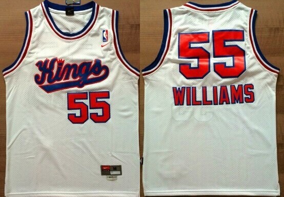 Men 55 Jason Williams Jersey White Sacramento Kings Throwback