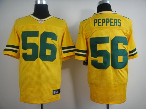 Nike Green Bay Packers #56 Julius Peppers Yellow Elite Jersey