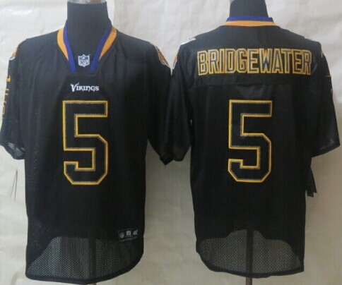 Nike Minnesota Vikings #5 Teddy Bridgewater Lights Out Black Elite Jersey 
