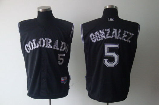 Colorado Rockies #5 Carlos Gonzalez Black Sleeveless Jersey on