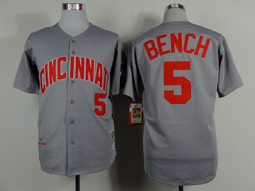 Johnny Bench Men's Cincinnati Reds (Green Patch) Throwback Jersey