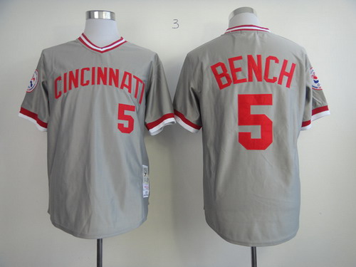 Cincinnati Reds #5 Johnny Bench 1976 Gray Throwback Jersey on sale,for Cheap,wholesale  from China