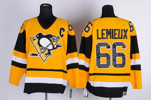 New Pittsburgh Penguins Mario Lemieux #66 Hockey Yellow Stitched