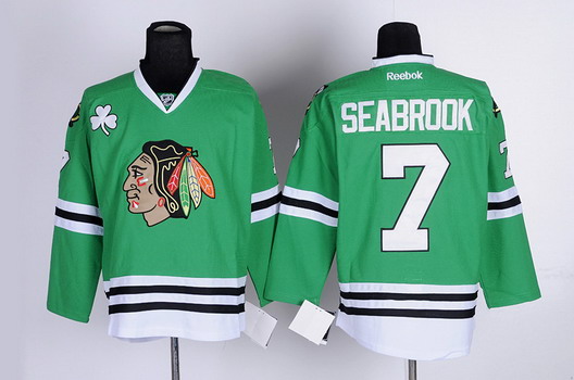 DUNCAN KEITH CHICAGO BLACKHAWKS GREEN ST PATRICK'S DAY REEBOK JERSEY