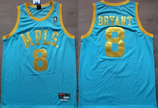 K. Bryant 8 Minneapolis Light Blue Retro Basketball Jersey with League Logo Tribute Patch — BORIZ