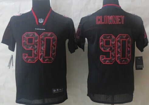 Nike Houston Texans #90 Jadeveon Clowney Lights Out Black Ornamented Kids Jersey