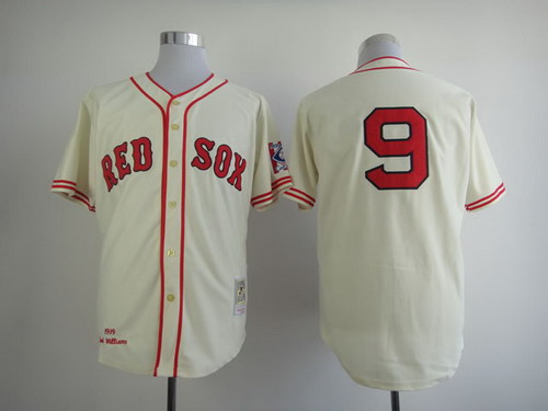 Boston Red Sox #9 Ted Williams 1939 Cream Throwabck Jersey on sale