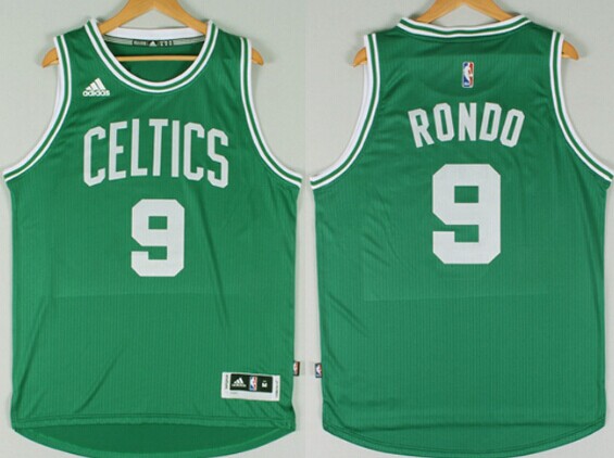 Boston Celtics #9 Rajon Rondo Green Wiht Gold Swingman Jersey on