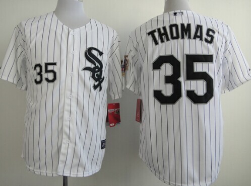 Chicago White Sox #35 Frank Thomas White With Black Pinstripe 75TH Patch Jersey Chicago White Sox #35 Frank Thomas White With Black Pinstripe 75TH Patch Jersey