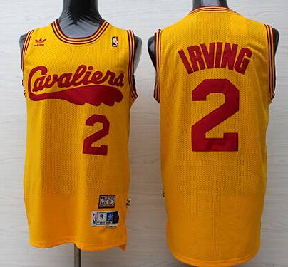 Cavaliers 2 Kyrie Irving Orange Hardwood Classics Swingman Jersey