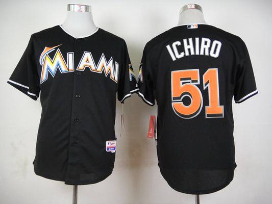 Men's Miami Marlins #51 Ichiro Suzuki Black Jersey on sale,for  Cheap,wholesale from China