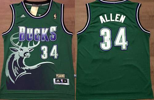 Men's Milwaukee Bucks #34 Ray Allen ABA Hardwood Classic Swingman Green  Throwback Jersey on sale,for Cheap,wholesale from China