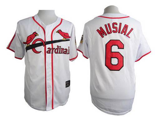 Men's St. Louis Cardinals #6 Stan Musial White 75TH Majestic Throwback Jersey Men's St. Louis Cardinals #6 Stan Musial White 75TH Majestic Throwback Jersey
