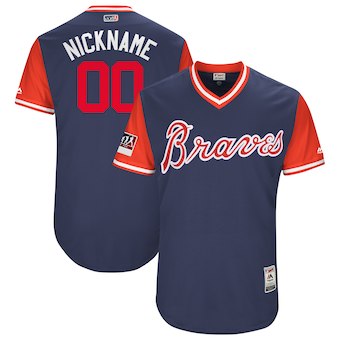 braves atlanta custom jersey majestic flex authentic players navy weekend base