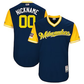 عمر الخطاب Custom Men's Milwaukee Brewers Majestic Navy 2017 Players Weekend ... عمر الخطاب