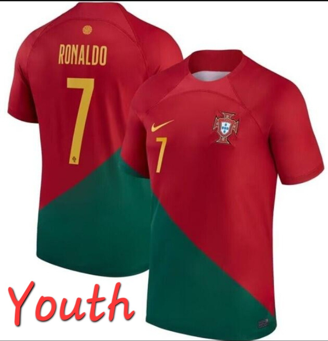 Youth Portugal Team #7 Cristiano Ronaldo Red Green Soccer Jersey