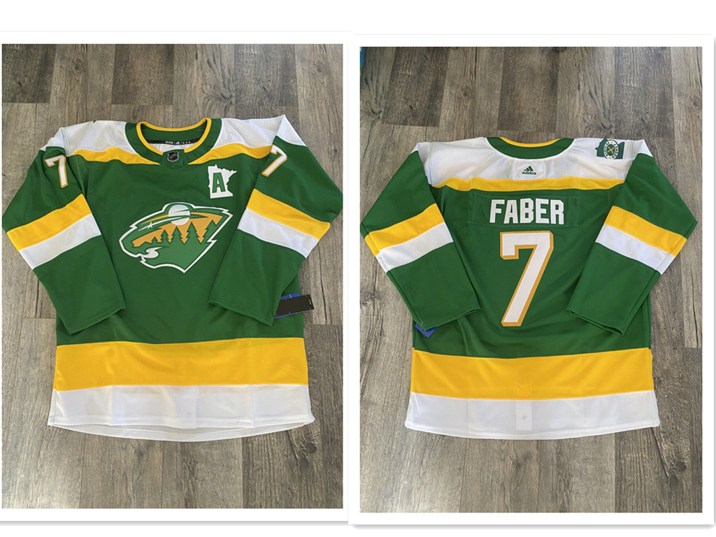 Men's Minnesota Wild  #7 Brock Faber Green 2023-24 Stitched Jersey